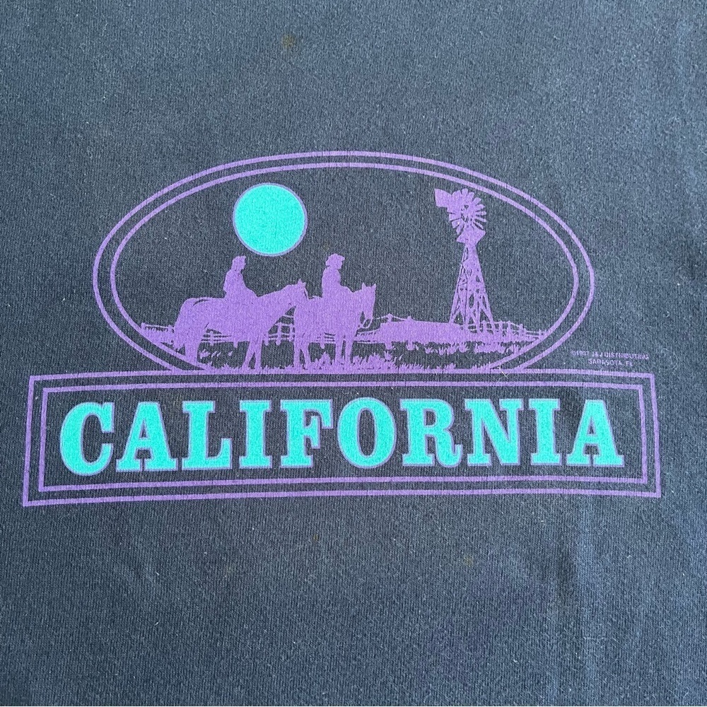 Vintage Navy Blue California Crew Neck Jerzees 1987 Size Large Made In USA - Picture 3 of 7